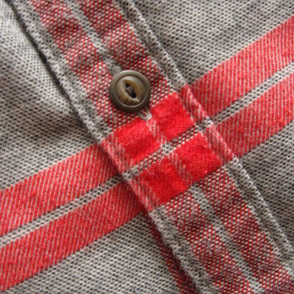 LUCKY BRAND Long Sleeve Gray & Red PLAID FLANNEL Shirt Sz SMALL (Men's) - Picture 4 of 7